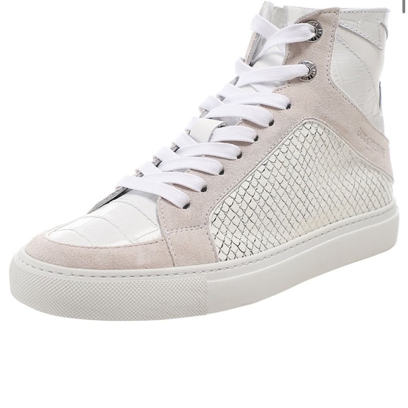 Zadig & Voltaire White and Gray High-Top Sneakers - Picture 1 of 10